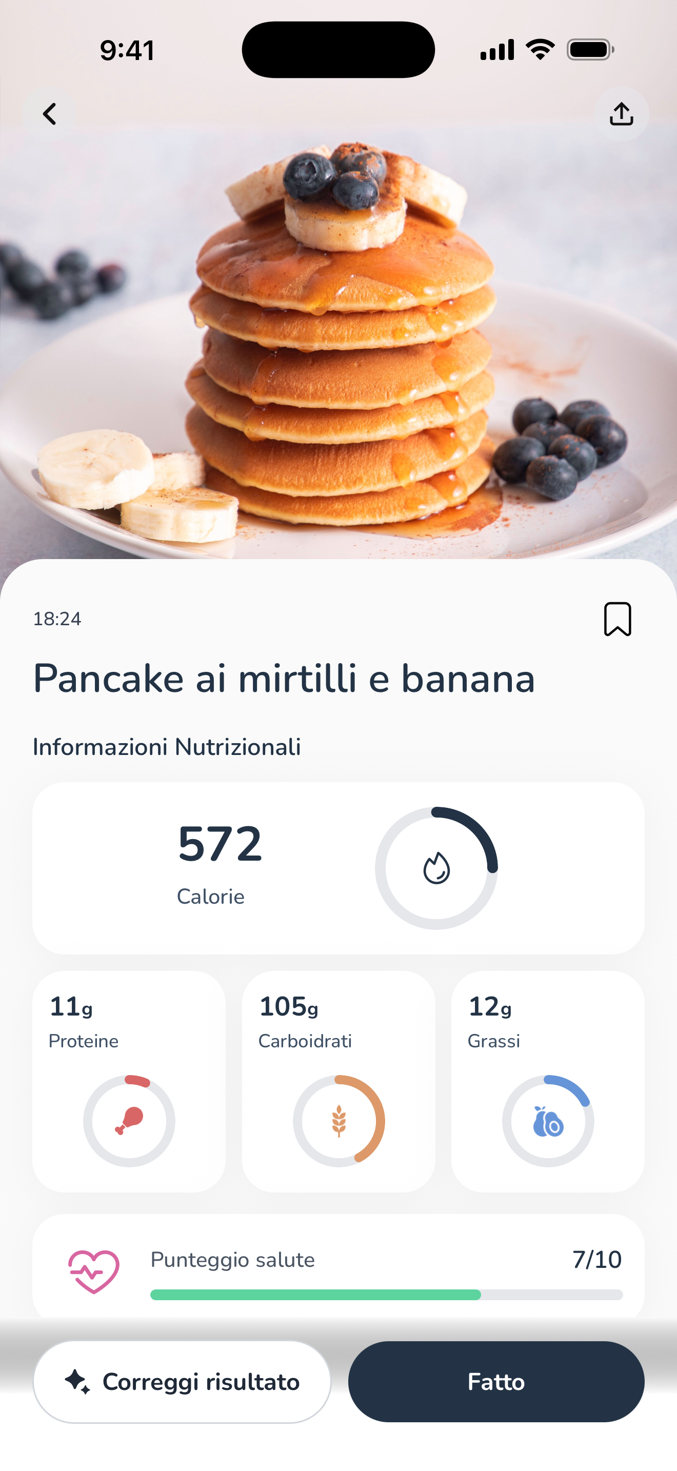 Valori nutrizionali dopo la scansione